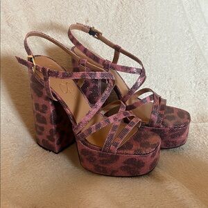 NEW Jessica Simpson Pink Leopard Platform Heels 9.5